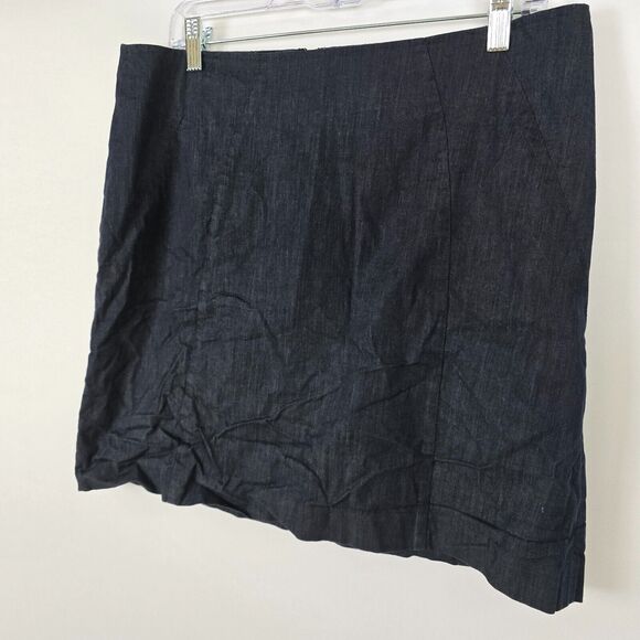 Ann Taylor Loft Mini Skirt Women's 12 Dark Blue Flat Front Zipper Lined - Picture 8 of 9